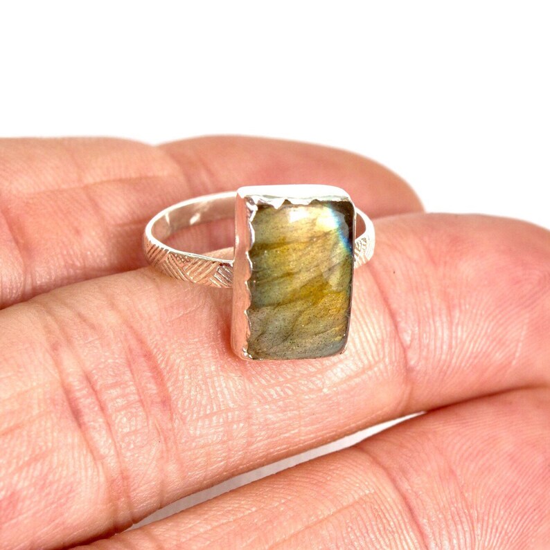 rough gemstone ring unique ring hand formed ring labradorite piece rough labradorite ring sterling silver ring Labradorite ring