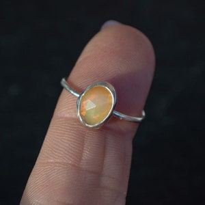 Sterling silver opal ring | handmade opal jewelry | hand made opal ring | modern boho ring | unique October birthstone ring | faceted opal