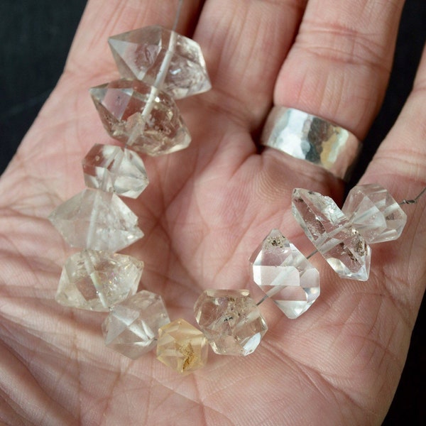 Herkimer diamonds | drilled Herkimer Quartz | quartz crystals | X large quartz beads | beads | crystal beads | drilled herkimer | drilled |