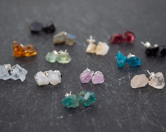 Gemstone Earrings Rough Crystal Earrings Boho Jewelry Raw