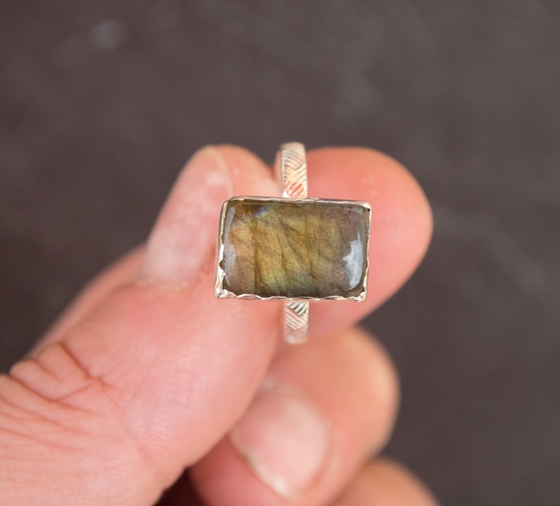 rough gemstone ring unique ring hand formed ring labradorite piece rough labradorite ring sterling silver ring Labradorite ring