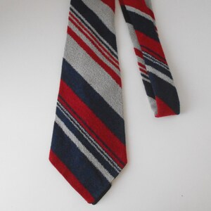 Vintage Striped Knit Neck Tie Red Gray Navy Blue