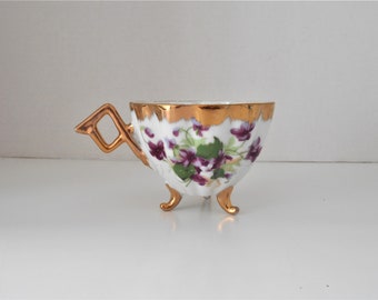 Napko China Tea Cup Violets Iridescent Glaze