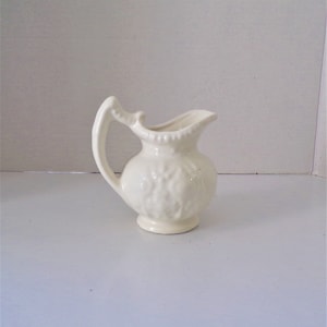 Vintage Pottery Small Cream Pitcher White Molded Ceramic