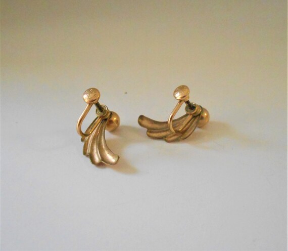 Vintage Van Dell Brooch and Earrings Set 12K Gold… - image 4
