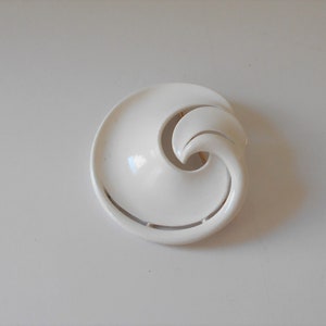 Trifari Crown Art Deco White Ceramic Pin Brooch