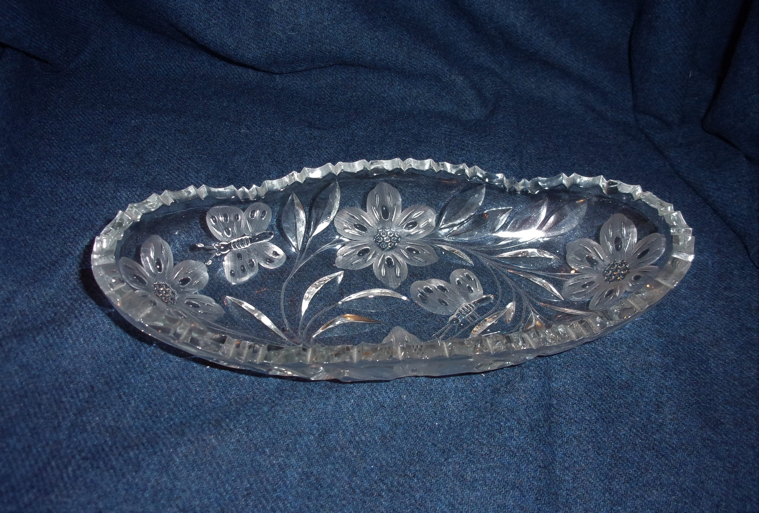 Vintage Pairpoint American Brilliant Glass Bowl Murillo Flowers