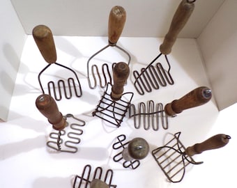 9 Assorted Vintage Potato Vegetable Mashers