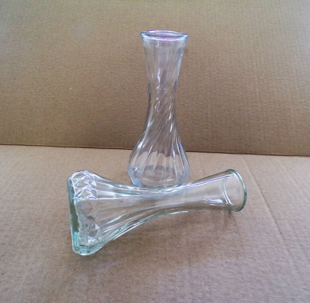 Two Vintage Hoosier Clear Glass Bud Vases Etsy