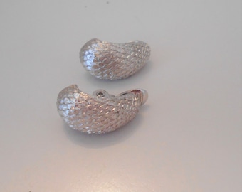 Vintage Monet Silver Clip On Earrings Shrimp Style