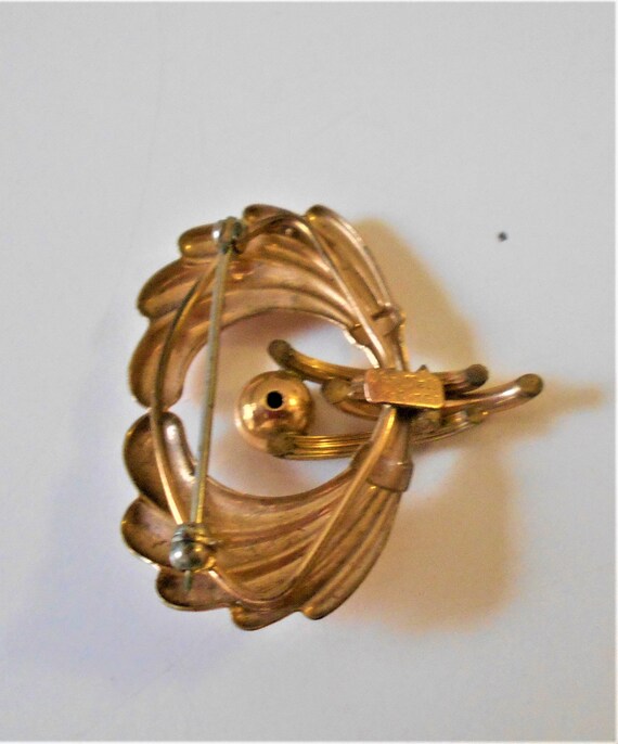 Vintage Van Dell Brooch and Earrings Set 12K Gold… - image 7