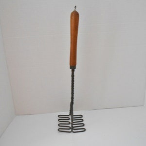 Vintage Potato Masher Double Wavy Base Wood Handle