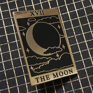 tarot card enamel pin: the moon gold black witchy lapel pin