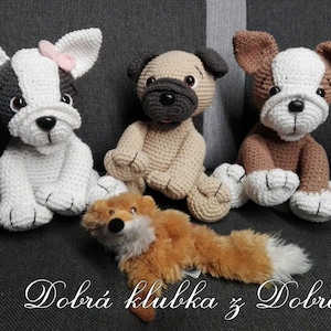 Puppies - Bulldog, Pug, Boxer (3 in 1) - crochet pattern