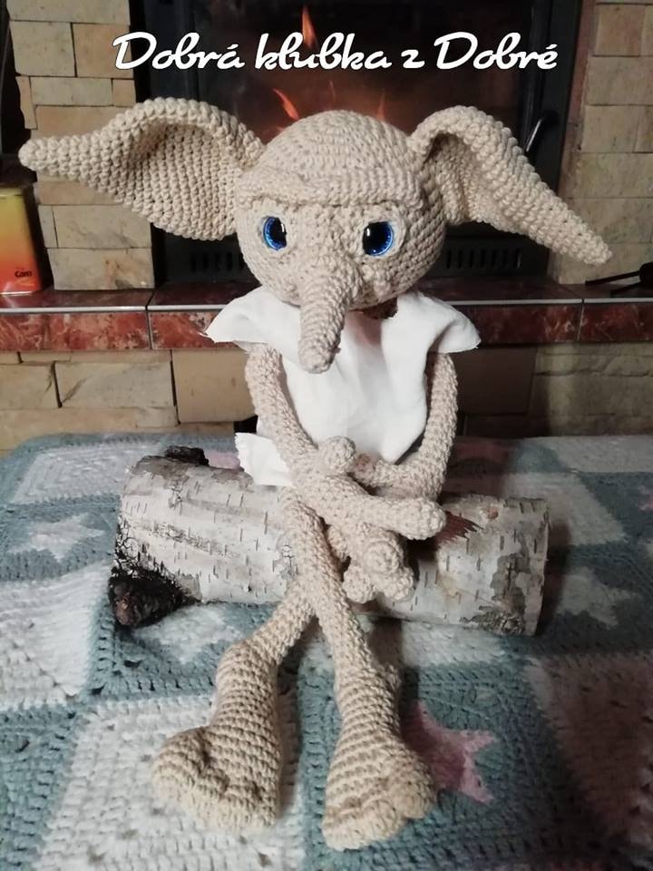 Peluche Dobby de Harry Potter, 15cm, tejido crochet artesanal, amigurumi