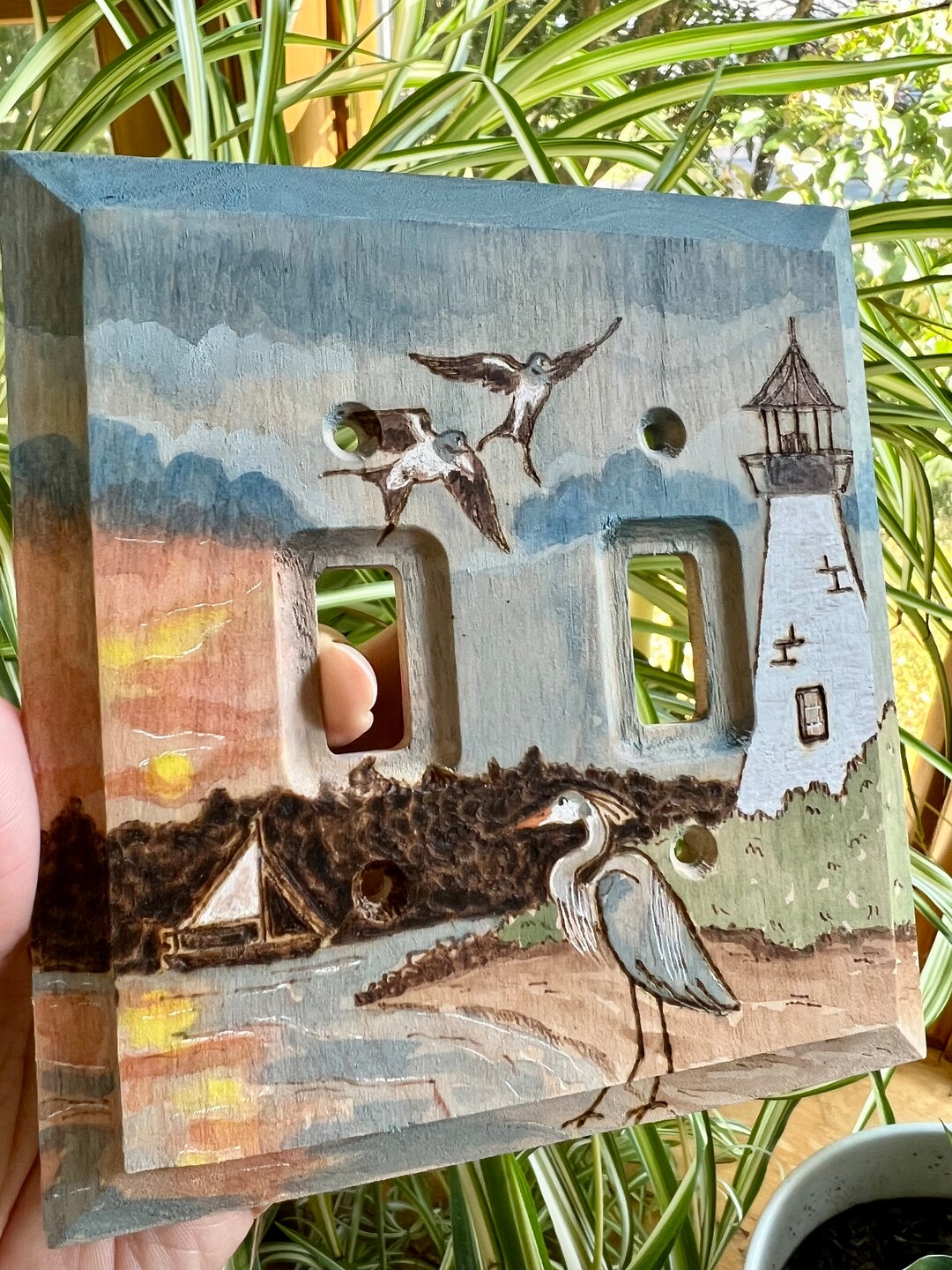 Pooles Island Lighthouse Double Wooden Light Switch Plate Etsy