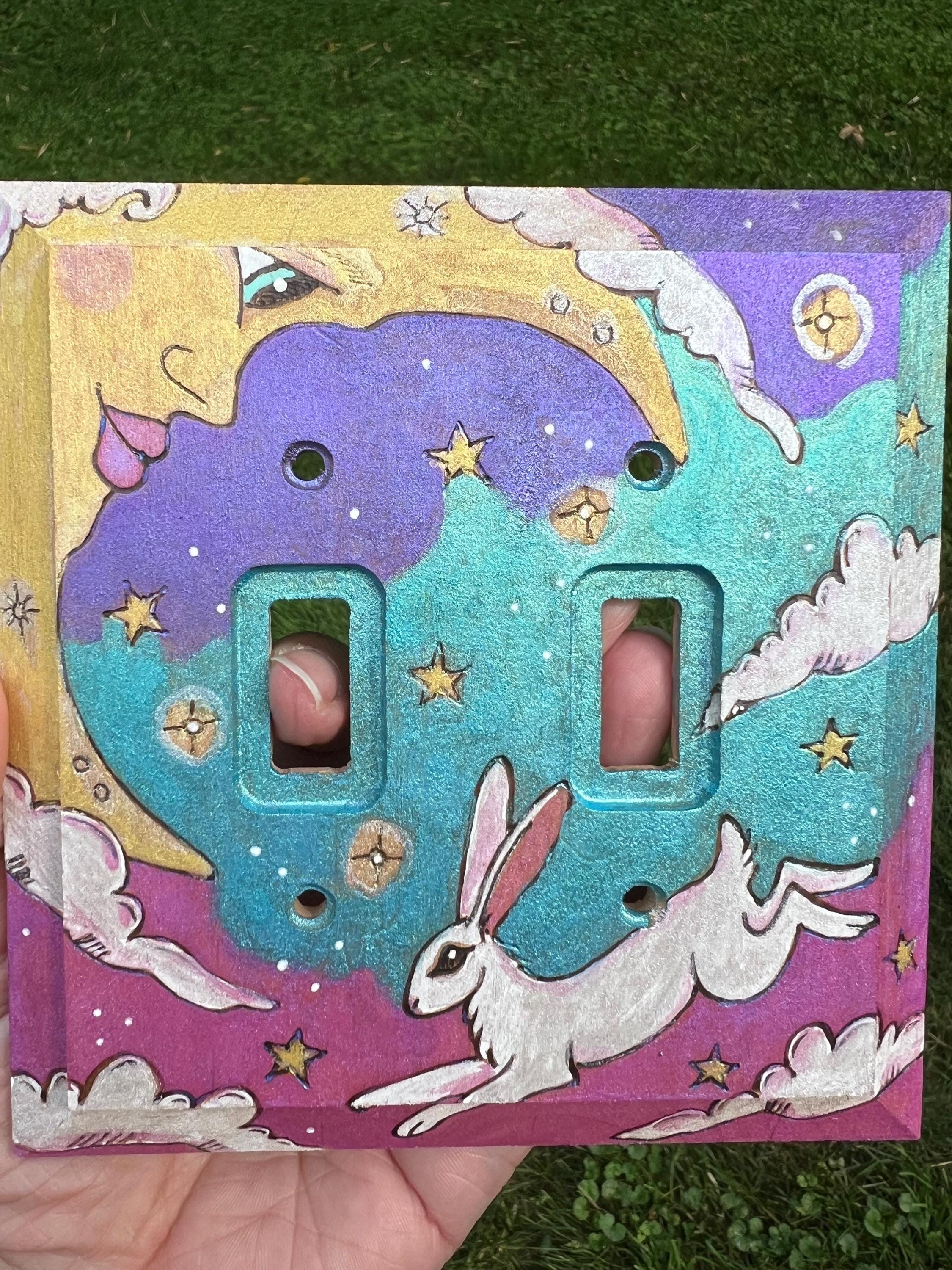Moon & Rabbit Celestial Art Wooden Light Switch Cover Double Toggle - Etsy