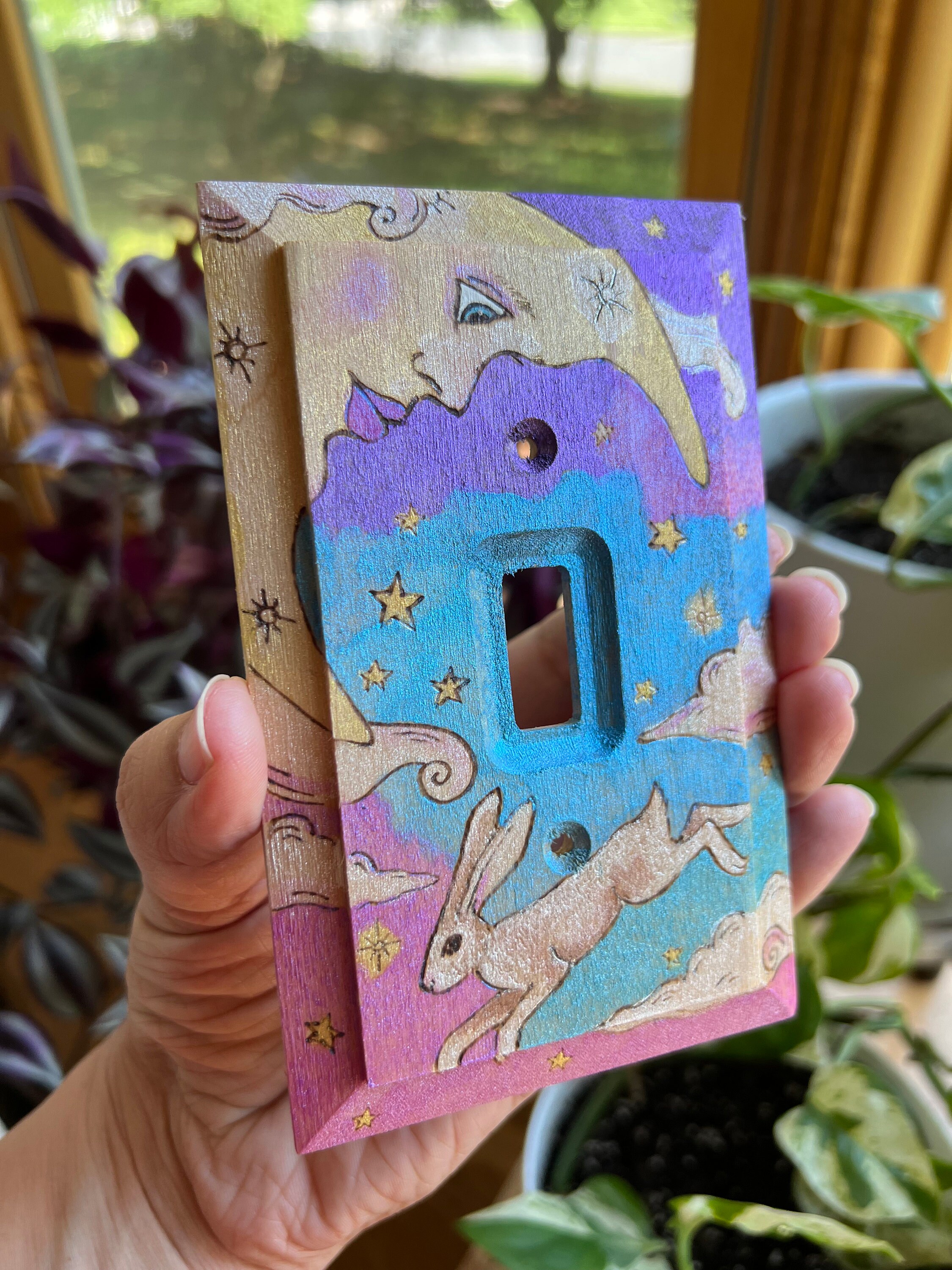 Moon & Rabbit Celestial Art Wooden Light Switch Cover Single Toggle - Etsy