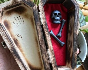 Eye Rose Coffin Trinket Box, Weird Decor, Gothic Ring Box, Shelf Decor