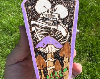 Skeleton Lovers Coffin Trinket Box, Body & Soul, Weird Decor, Gothic Ring Box, Shelf Decor