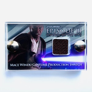 Star Wars Episode 3 Revenge of the Sith - Mace Windu Costume Swatch mini display.