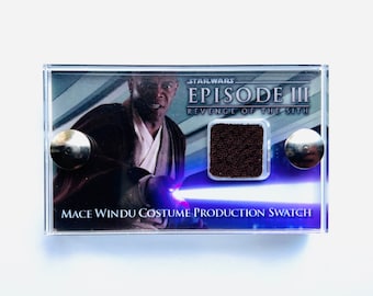 Star Wars Episode 3 Revenge of the Sith - Mace Windu Costume Swatch mini display.