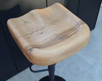 Tabouret de Bar industriel noir Design en bois de chêne avec assise confortable sans dossier - Piètement scandinave et vintage blanc salon