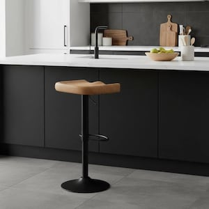 Reeks van 2 Houten draaibare Barstoel voor de keukeneilanden-zwart barkruk comfortabel zonder Armleuning hoogte verstelbare 80-65 cm metalen