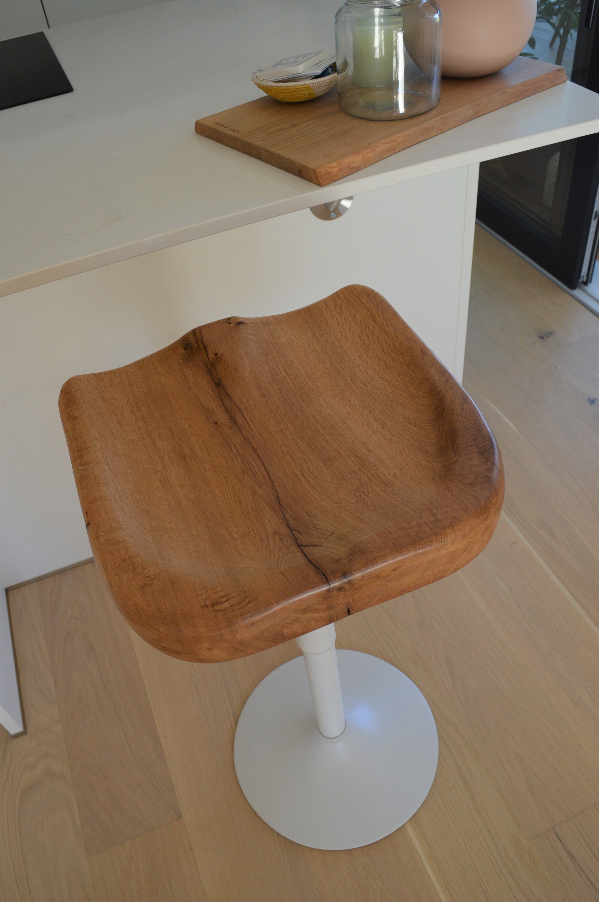 Höhenverstellbare vintage Barhocker aus Eichenholz für Küchen | Etsy