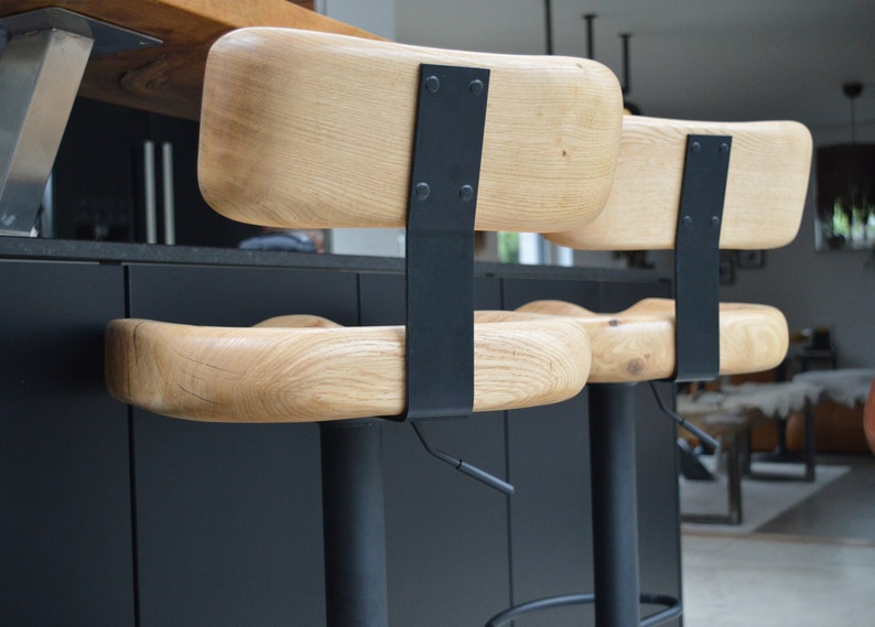 Solid wood bar stool for kitchen island – rustic farmhouse counter height seating