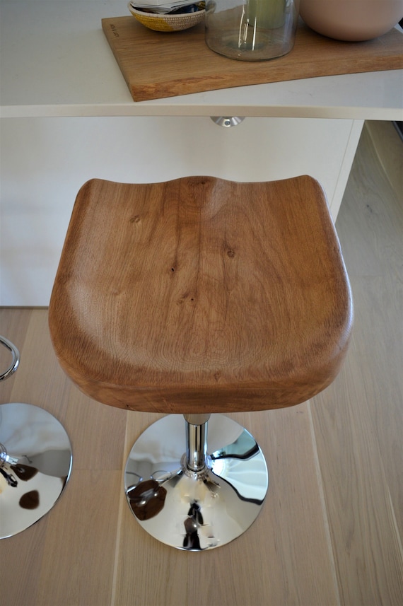 Swivel Oak Wood Bar Stools 32 Inch Height Adjustable Bar Etsy UK