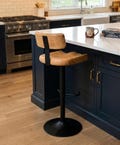 Bar stools with backs swivel, Wooden Counter Stools, Solid Wood and Handcrafted, Oak Kitchen Bar Stool, Scandinavian & Industrial