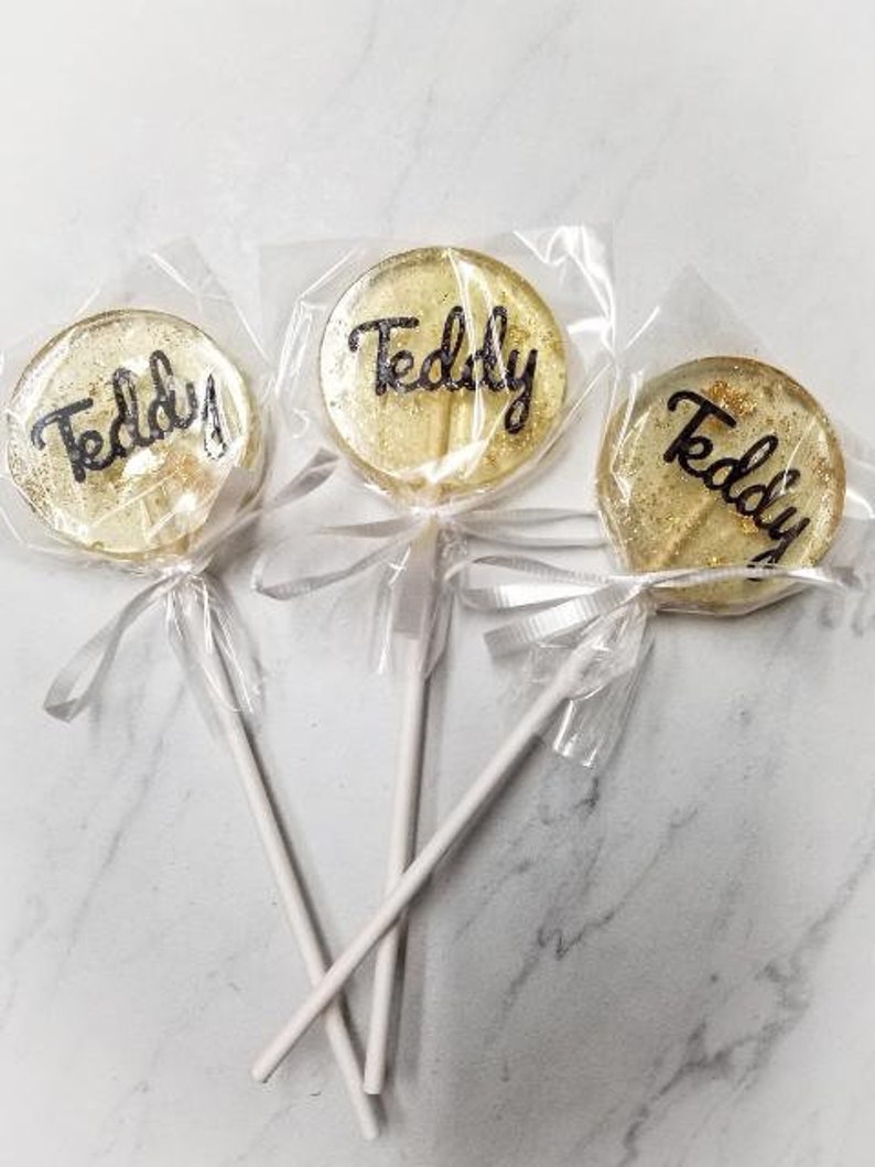 Name Lollipops Gold Glitter Lollipops Custom Lollipops Sparkle Etsy
