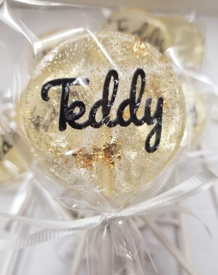 Name Lollipops Gold Glitter Lollipops Custom Lollipops Sparkle Etsy
