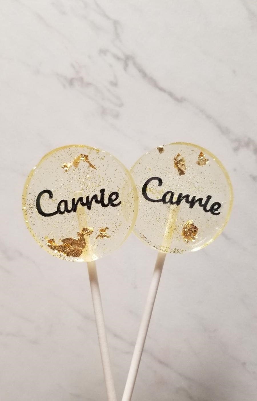 Name Lollipops Gold Glitter Lollipops Custom Lollipops Sparkle Etsy