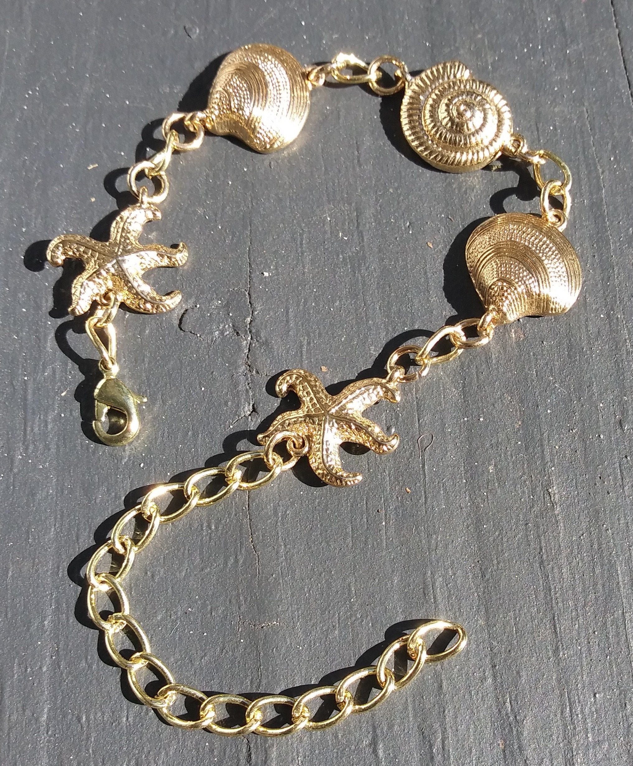 Gold seashell bracelet | Etsy