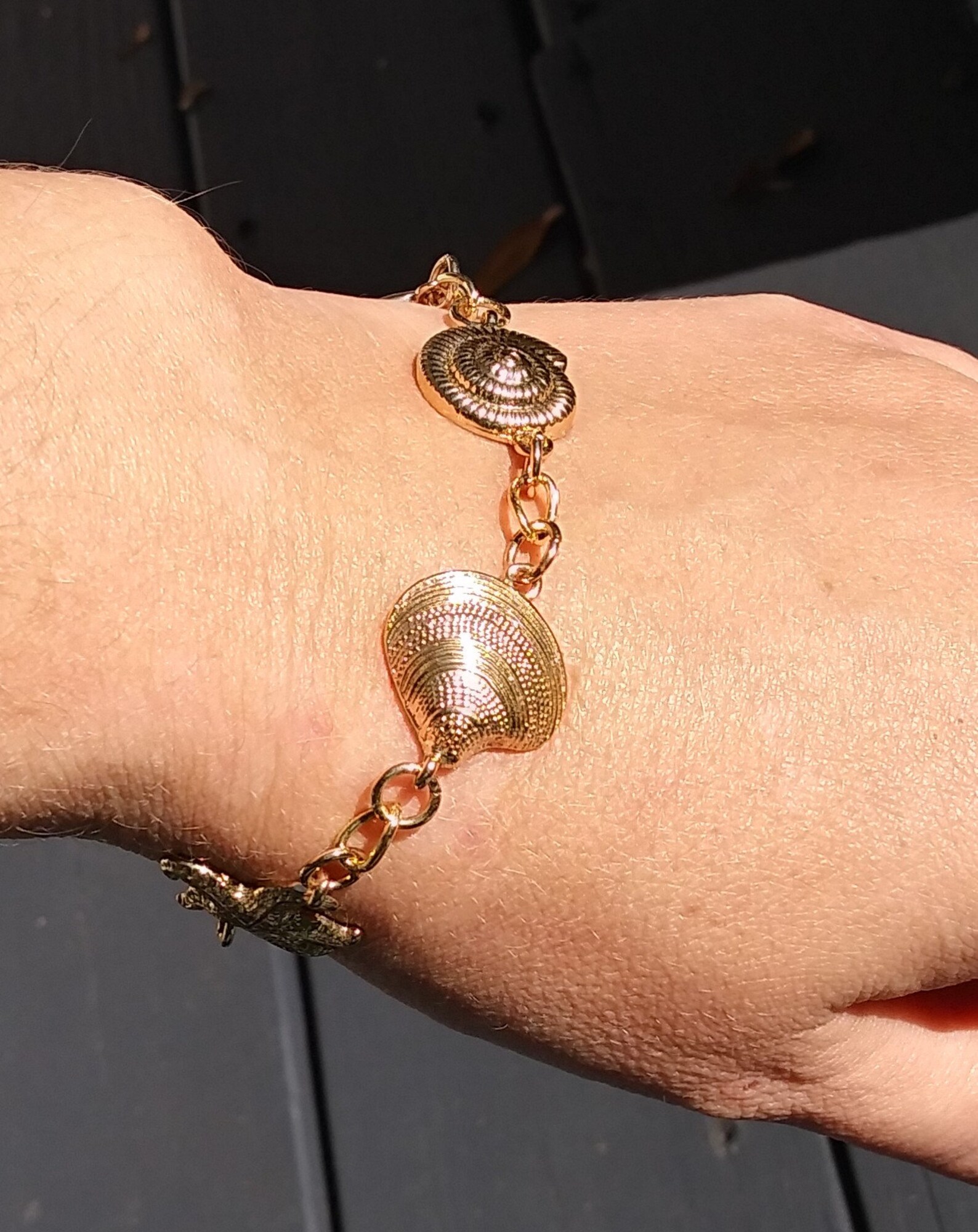 Gold seashell bracelet Etsy