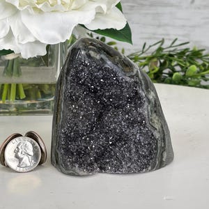 Extra Quality Black Amethyst Cluster w/ flat bottom, 3.5&quot; Tall #5611-0360 by Brazil Gems®