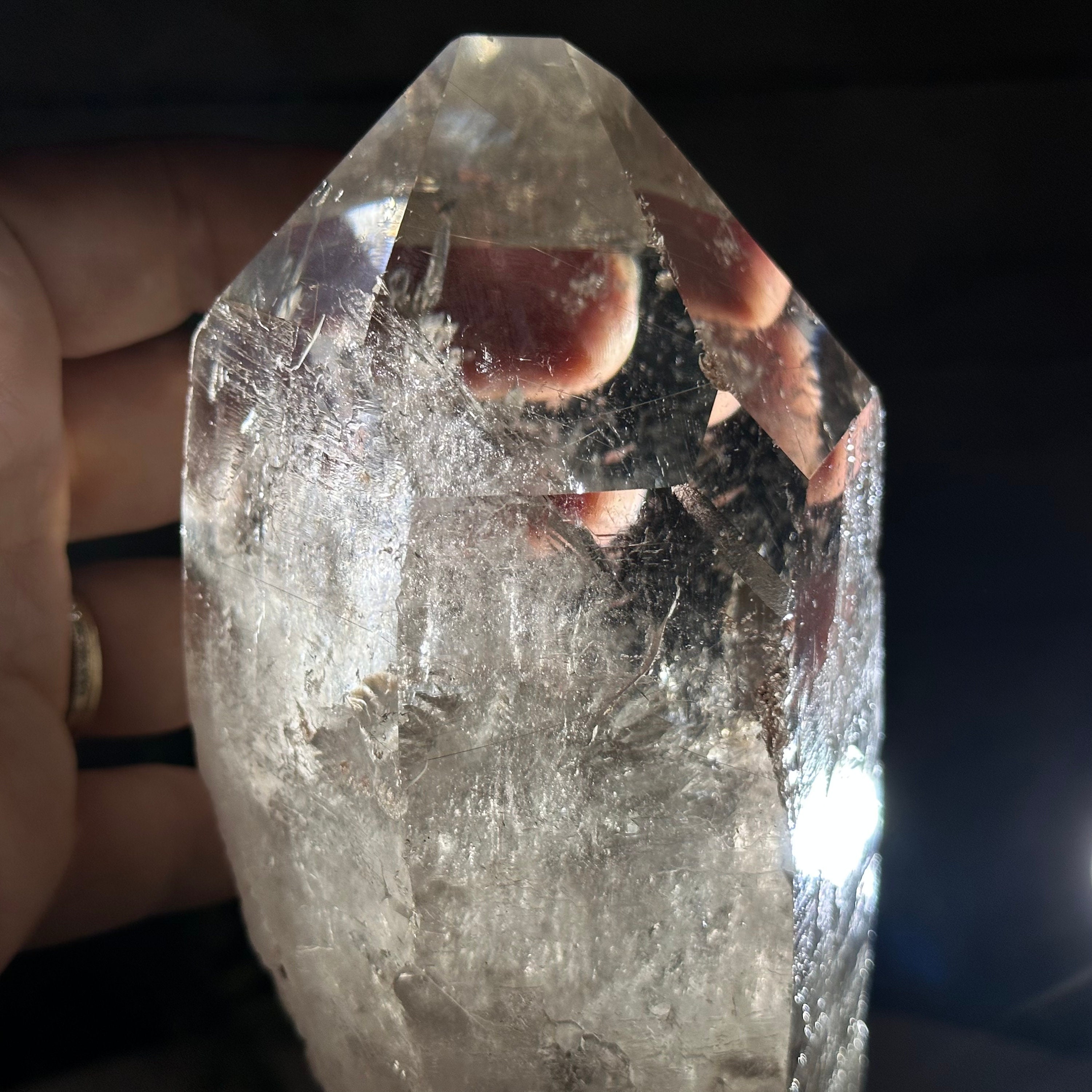 スモーキークォーツ ポイント 高品質スモーキークォーツクリスタルポイント（金属製スタンド付き