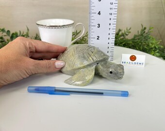 Handcrafted Serpentine Turtle Carving, 2 Lbs and 2.1