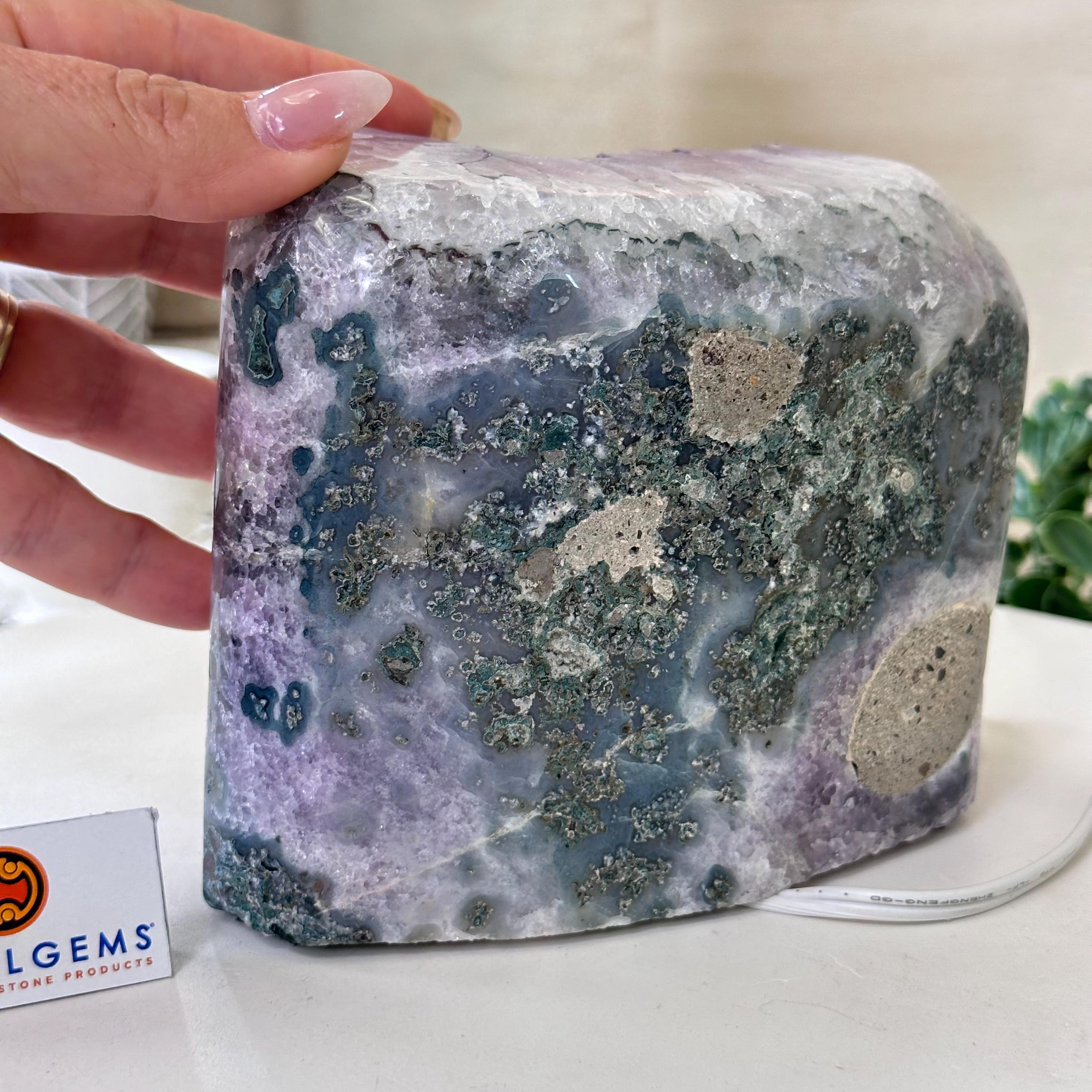 アメジストランプ ドゥルーシーアメジストナイトライト 6.3ポンド、高さ5.1インチ