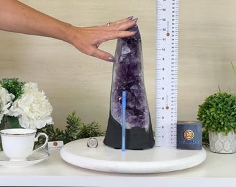 超高品質アメジスト クラスター、セメント ベース、11.8 ポンド、高さ
