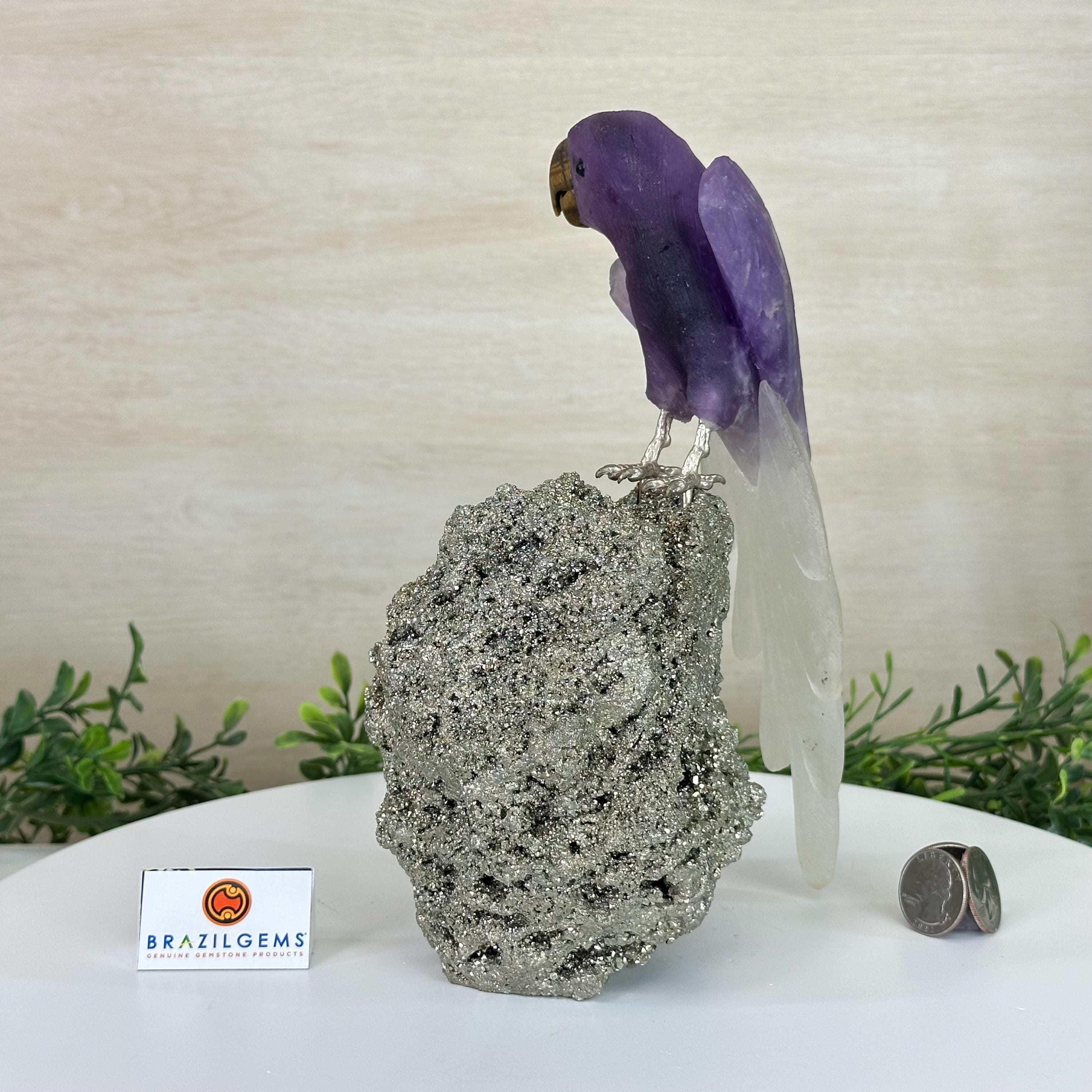 Large Hand-carved Amethyst Parrot 9.1