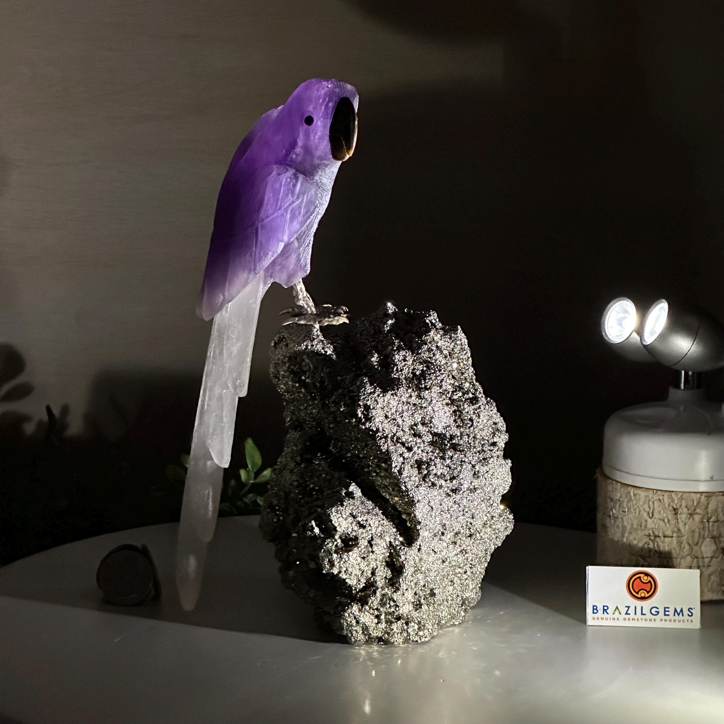 Large Hand-carved Amethyst Parrot 9.1