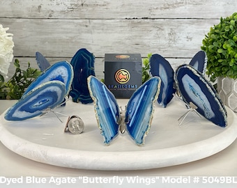 Small Blue Agate &quot;Butterfly Wings&quot;, ~4&quot; Length #5049BL Group 1 by Brazil Gems®