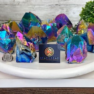 Amethyst Rainbow Aura Crystal Foot & Point, Select Your Item #3102AMRA by Brazil Gems
