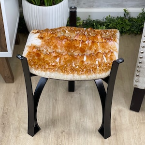 Extra Plus Quality Brazilian Citrine Geode Coffee Table, 53.3 lbs, 17.8&quot; tall on metal base #1386-0017 by Brazil Gems