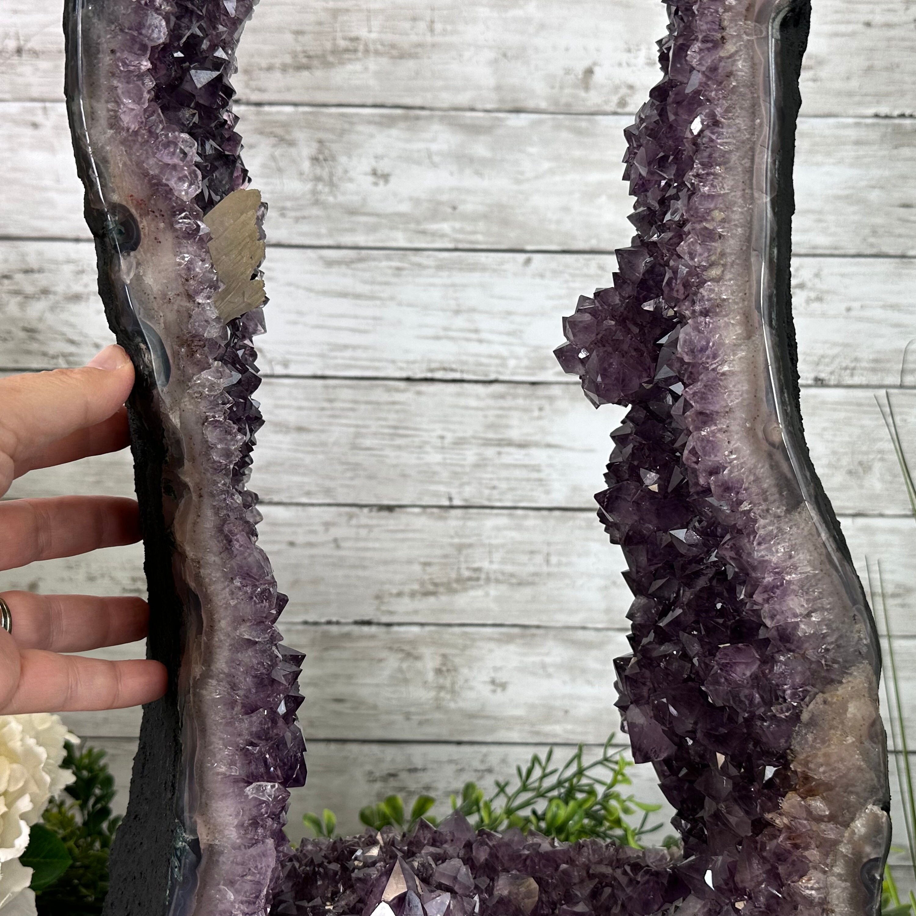 超高品質オープン 2 面ブラジル産アメジスト カテドラル、43.1 ポンド