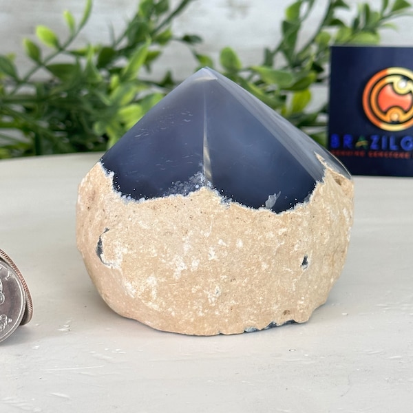 Brazilian Agate Foot and Point Crystal, 1.1 lbs & 2.7" Tall, Model #3102NA-004 by Brazil Gems