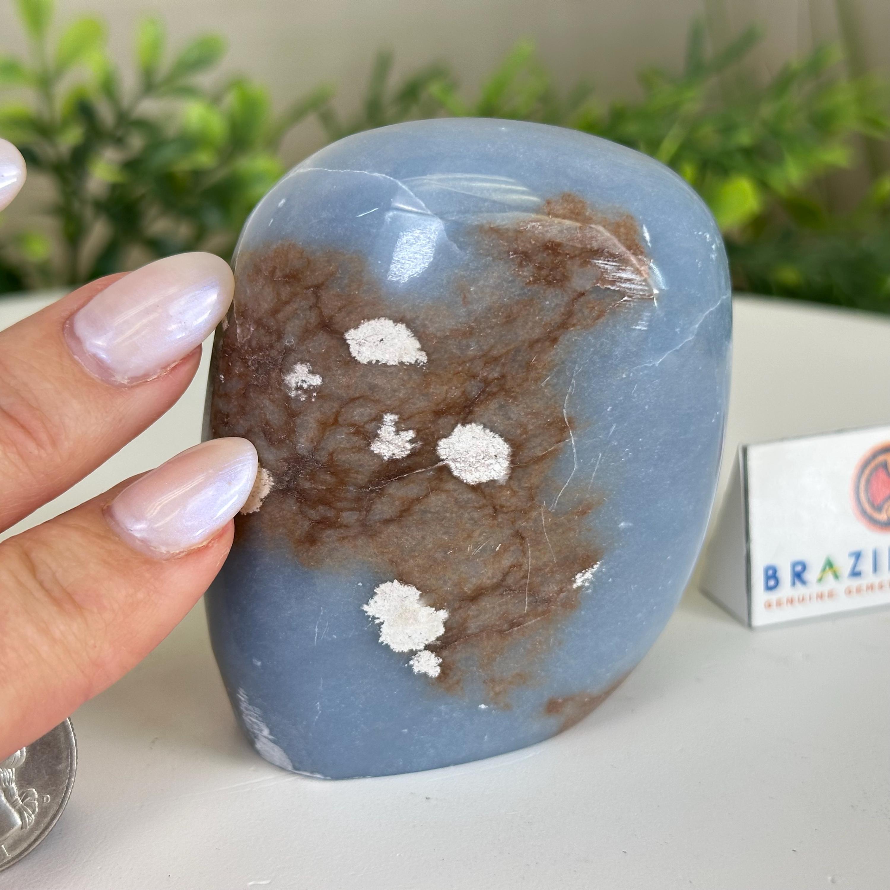 研磨済みフリーフォームエンジェライト宝石、0.8ポンド、高さ3インチ